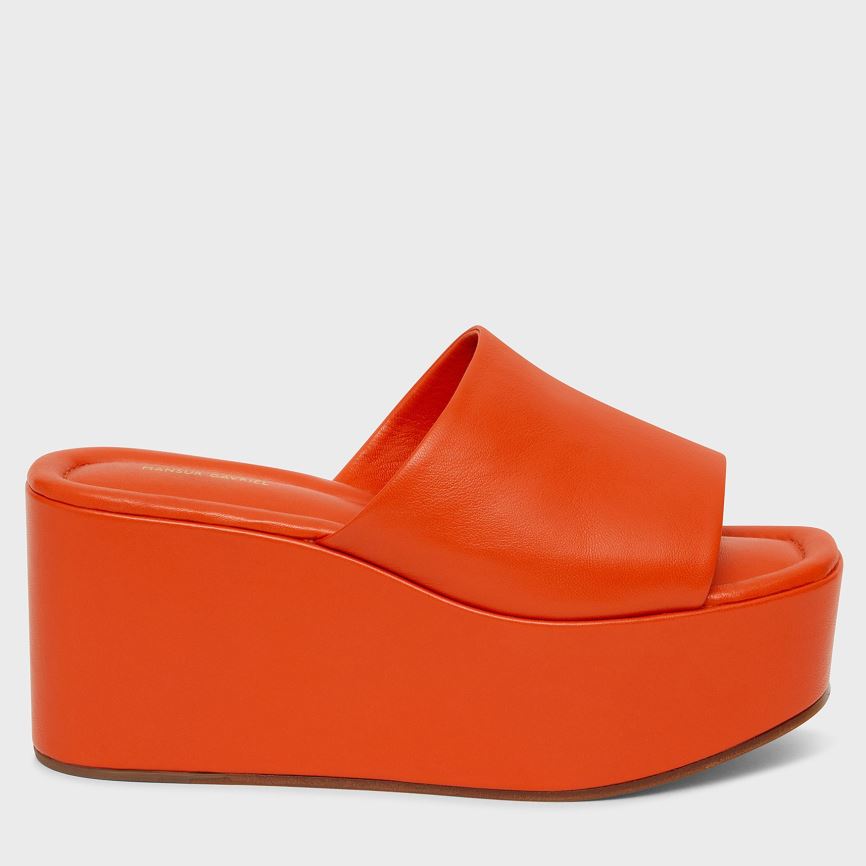 Women's Mansur Gavriel Platform Mules Orange | AU 7548MG